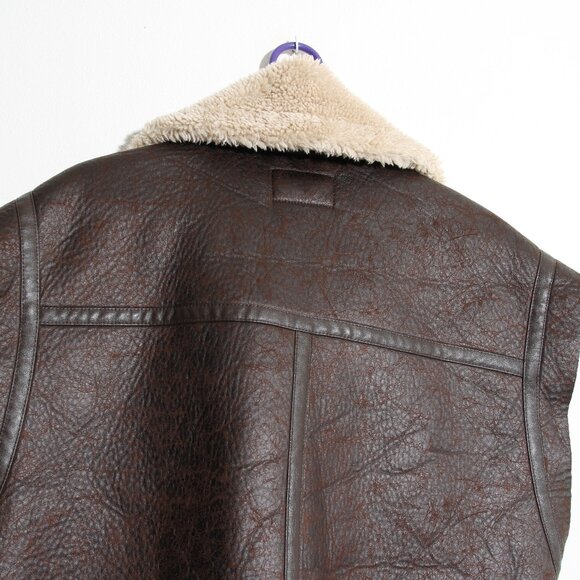 Free People We The Free Bad Habits Cozy Waistcoat Vest Crackle Brown Full Zip - Picture 10 of 14